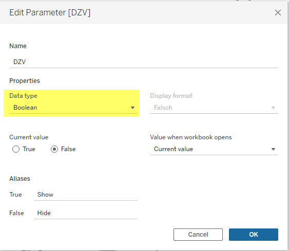 Parameter setup