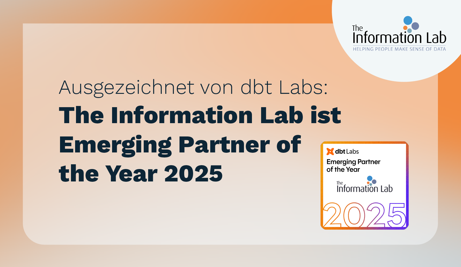 Ausgezeichnet von dbt Labs: <br> The Information Lab ist Emerging Partner of the Year 2025
