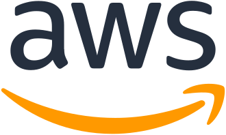 Logo von Amazon Web Services (AWS) mit schwarzem Schriftzug und orangefarbener Kurve.