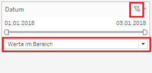 Datumsfilter in Tableau mit NULL-Steuerelement angezeigt