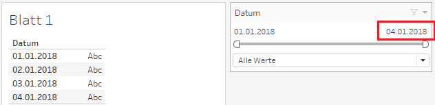 Datumsfilter in Tableau mit Selbst-Aktualisierung
