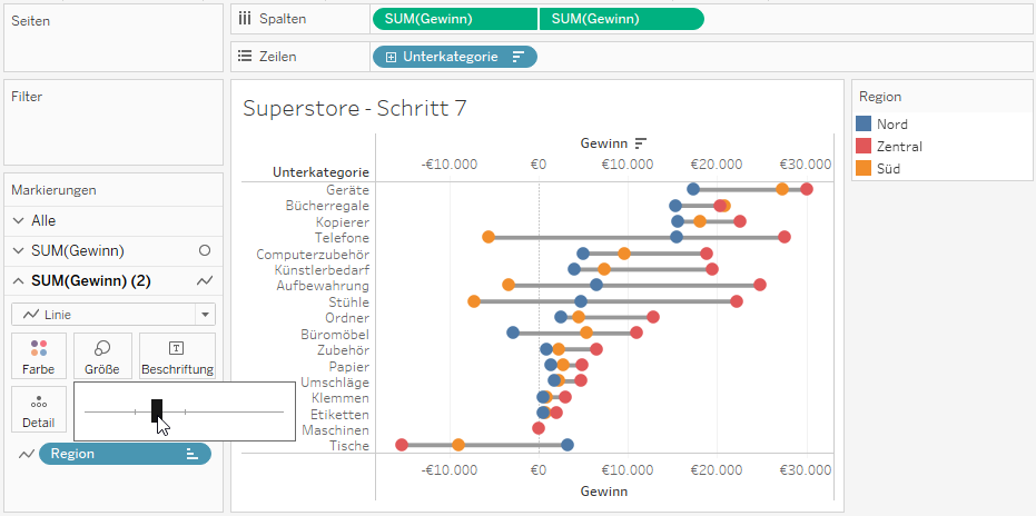 Hanteldiagramm in Tableau Superstore Schritt 7