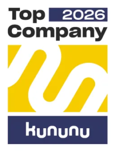 Top Company 2026 Auszeichnung von Kununu, gelbes und blaues Logo mit stilisiertem W.