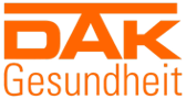 DAK Gesundheit Logo in Orange, modern Schriftzug mit klaren Linien und professionellem Design.