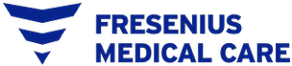 Logo von Fresenius Medical Care in blauer Schrift mit stilisierten grafischen Elementen.