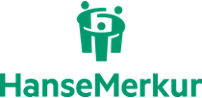 Logo von HanseMerkur mit stilisierten Personen, die sich umarmen, in Grün.