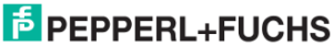 Logo von Pepperl+Fuchs mit stilisierten Buchstaben und einem grafischen Element in Türkis.