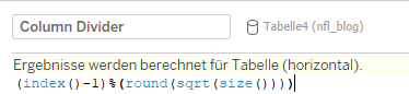 Text auf einem Bildschirm, der eine Tabelle mit Berechnungsanweisungen für Daten anzeigt.
