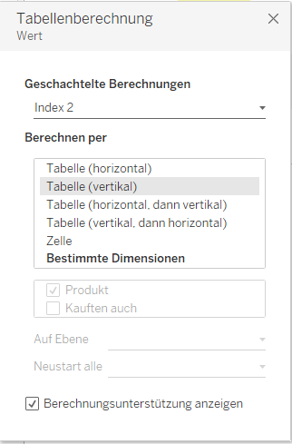 Assoziationsanalyse mithilfe geschachtelter Tabellenberechnungen Assoziationsanalyse mithilfe geschachtelter Tabellenberechnungen