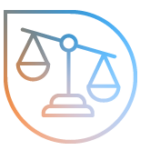 Symbol einer Waage, die Gerechtigkeit und Gleichgewicht darstellt, in sanften Farbverl&auml;ufen.