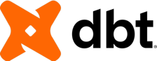 Logo mit einem orangefarbenen Symbol und dem Schriftzug "dbt" in schwarzer Schrift.