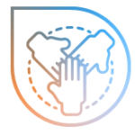 Drei H&auml;nde, die sich in der Mitte ber&uuml;hren, symbolisieren Zusammenarbeit und Einheit.