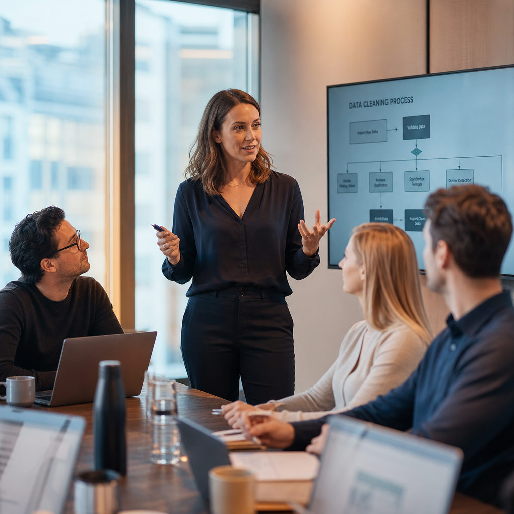 Teilnehmende eines Inhouse-Trainings arbeiten gemeinsam an einem Analytics Use Case